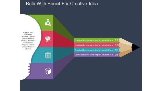 Bulb With Pencil For Creative Idea Powerpoint Templates