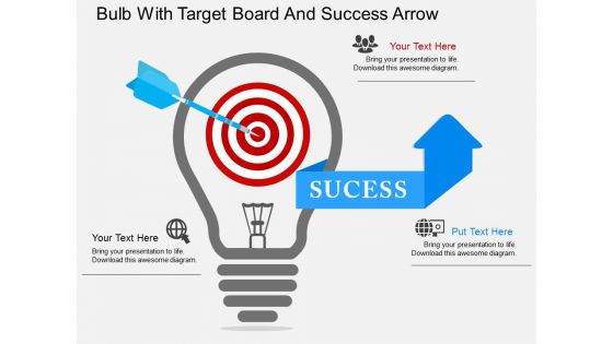 Bulb With Target Board And Success Arrow Powerpoint Template