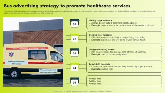 Bus Advertising Strategy To Promote Healthcare Services Designs PDF