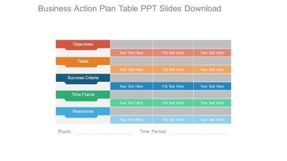 Business Action Plan Table Ppt Slides Download