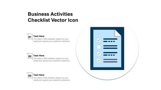 Business Activities Checklist Vector Icon Ppt PowerPoint Presentation Gallery Microsoft PDF