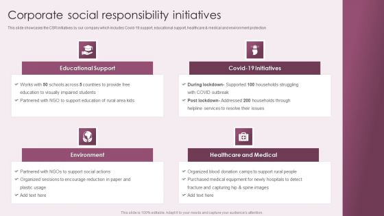 Business Advisory Solutions Company Profile Corporate Social Responsibility Initiatives Sample PDF