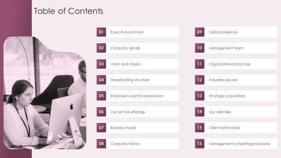 Business Advisory Solutions Company Profile Table Of Contents Ppt Show Files PDF Business Advisory Solutions Company Profile Table Of Contents Ppt Show Files PDF