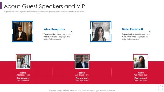 Business Affair Funding Pitch Deck About Guest Speakers And VIP Brochure PDF