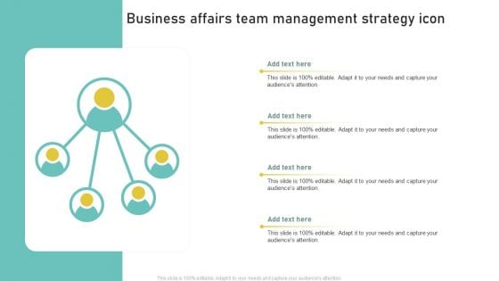Business Affairs Team Management Strategy Icon Demonstration PDF