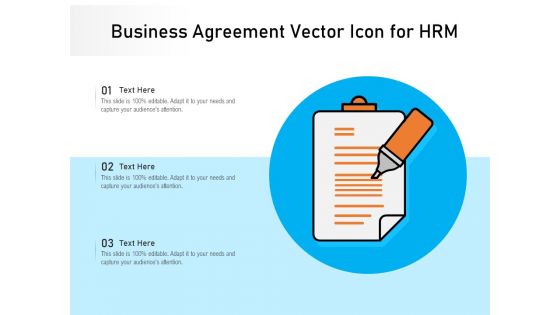 Business Agreement Vector Icon For HRM Ppt PowerPoint Presentation Show Diagrams PDF