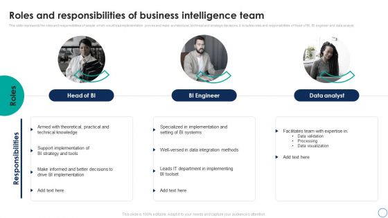 Business Analytics Application Roles And Responsibilities Of Business Intelligence Team Topics PDF