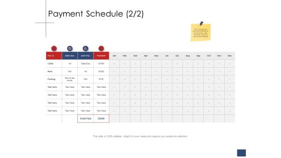 Business Assessment Outline Payment Schedule Payment Ppt Templates PDF