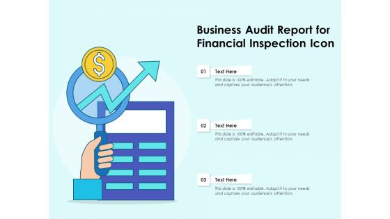 Business Audit Report For Financial Inspection Icon Ppt PowerPoint Presentation Show Graphics Download PDF