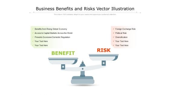 Business Benefits And Risks Vector Illustration Ppt PowerPoint Presentation File Example Topics PDF