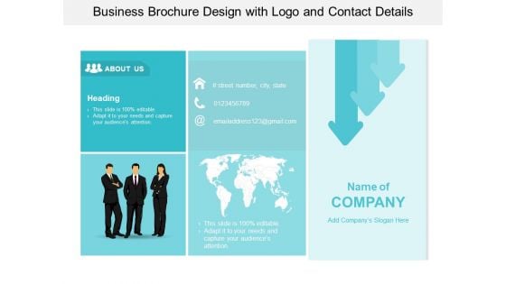 Business Brochure Design With Logo And Contact Details Ppt PowerPoint Presentation Outline Infographic Template