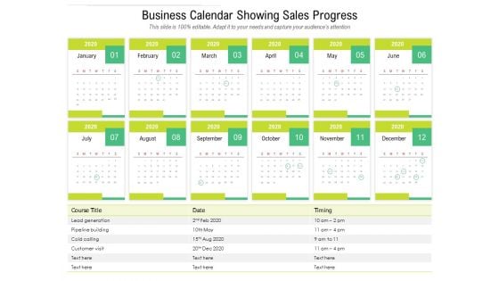 Business Calendar Showing Sales Progress Ppt PowerPoint Presentation Inspiration Diagrams PDF