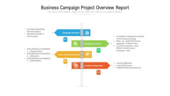 Business Campaign Project Overview Report Ppt PowerPoint Presentation File Microsoft PDF