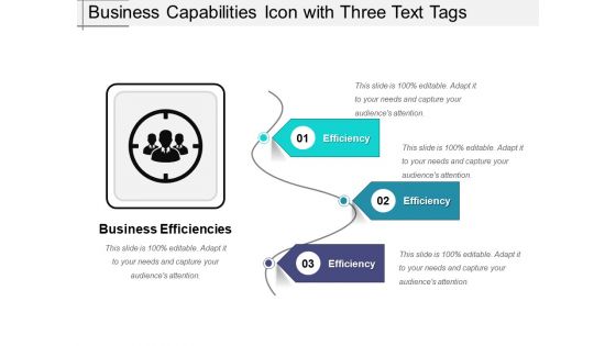 Business Capabilities Icon With Three Text Tags Ppt PowerPoint Presentation File Professional PDF