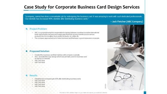 Business Card Design Services Case Study For Corporate Business Card Design Services Elements PDF