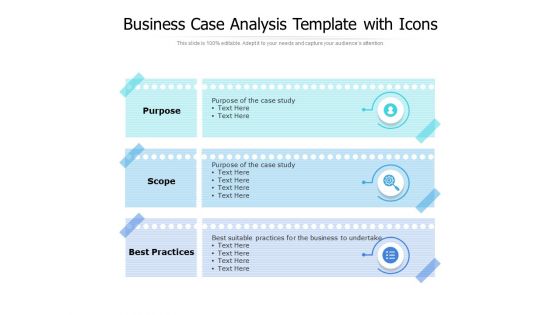 Business Case Analysis Template With Icons Ppt PowerPoint Presentation Professional Demonstration