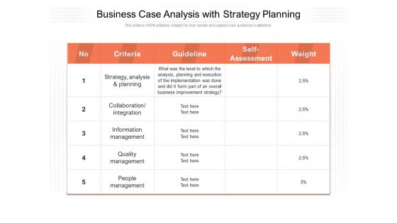 Business Case Analysis With Strategy Planning Ppt PowerPoint Presentation File Icon PDF