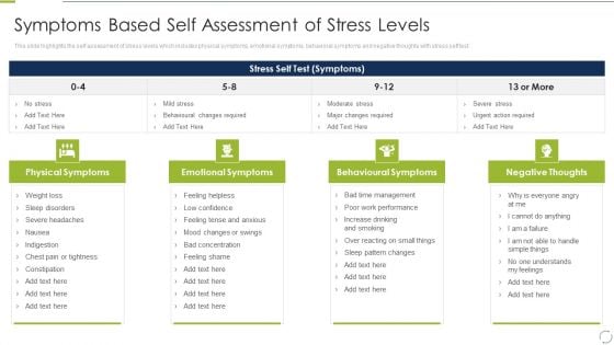 Business Change And Stress Administration Methods Symptoms Based Self Assessment Of Stress Levels Background PDF