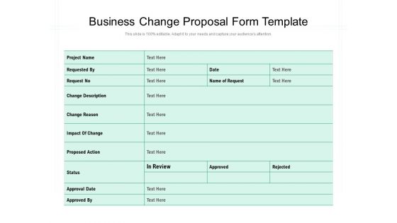 Business Change Proposal Form Template Ppt PowerPoint Presentation File Format PDF