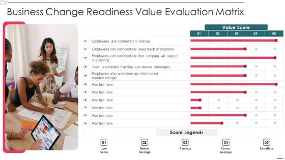 Business Change Readiness Value Evaluation Matrix Pictures PDF
