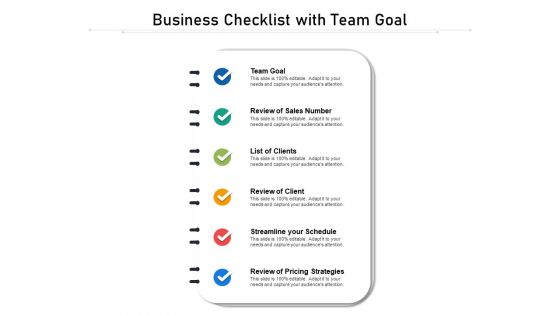 Business Checklist With Team Goal Ppt Visual Aids Styles PDF