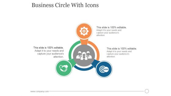 Business Circle With Icons Ppt PowerPoint Presentation Themes