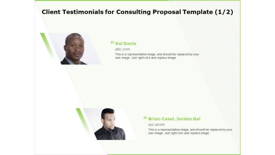 Business Client Testimonials For Consulting Proposal Template Representative Ppt Infographics Professional PDF