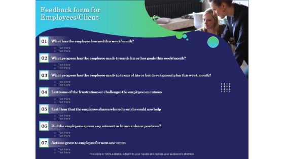 Business Coaching Feedback Form For Employees Client Ppt PowerPoint Presentation Ideas PDF Business Coaching Feedback Form For Employees Client Ppt PowerPoint Presentation Ideas PDF