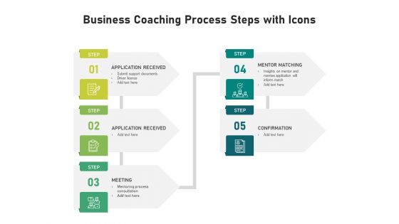 Business Coaching Process Steps With Icons Ppt PowerPoint Presentation Infographics Graphics PDF