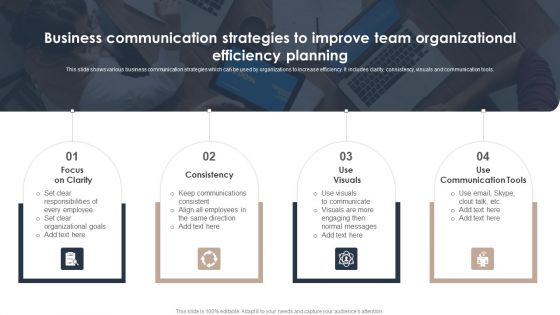 Business Communication Strategies To Improve Team Organizational Efficiency Planning Slides PDF Business Communication Strategies To Improve Team Organizational Efficiency Planning Slides PDF