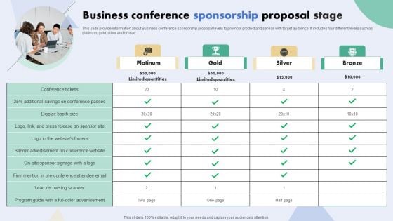 Business Conference Sponsorship Proposal Stage Microsoft PDF