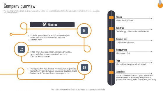 Business Connection Network Company Outline Company Overview Clipart PDF