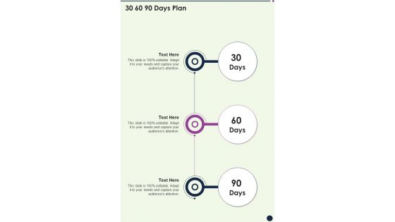 Business Consulting Service Proposal 30 60 90 Days Plan One Pager Sample Example Document