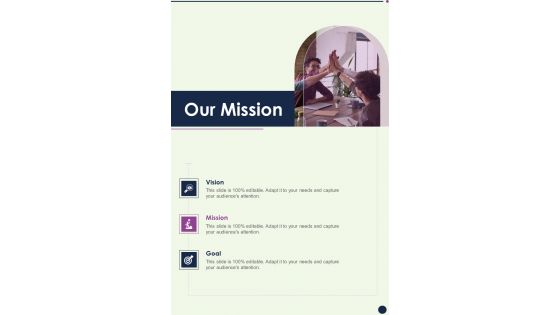 Business Consulting Service Proposal Our Mission One Pager Sample Example Document