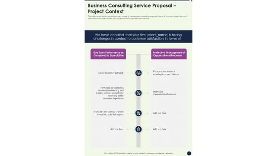 Business Consulting Service Proposal Project Context One Pager Sample Example Document Business Consulting Service Proposal Project Context One Pager Sample Example Document