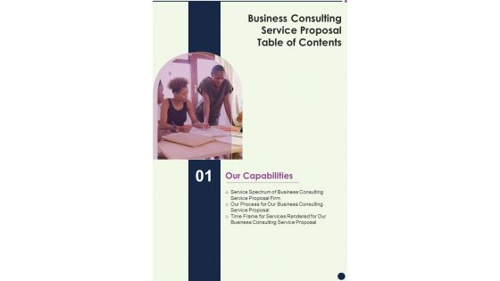 Business Consulting Service Proposal Table Of Contents One Pager Sample Example Document Business Consulting Service Proposal Table Of Contents One Pager Sample Example Document