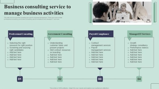 Business Consulting Service To Manage Business Activities Ppt PowerPoint Presentation Professional Pictures PDF Business Consulting Service To Manage Business Activities Ppt PowerPoint Presentation Professional Pictures PDF
