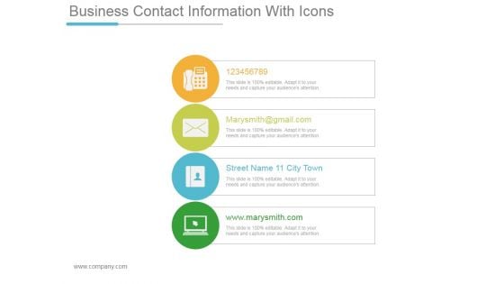 Business Contact Information With Icons Ppt PowerPoint Presentation Infographic Template