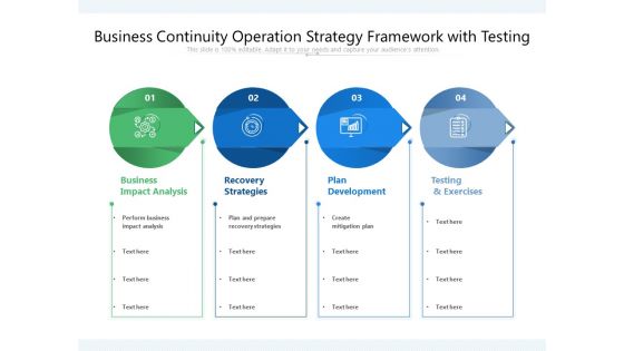 Business Continuity Operation Strategy Framework With Testing Ppt PowerPoint Presentation File Layouts PDF