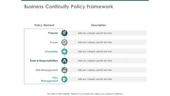 Business Continuity Policy Framework Role Ppt PowerPoint Presentation File Example Topics