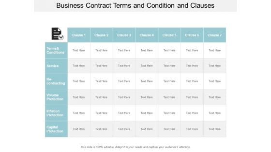 Business Contract Terms And Condition And Clauses Ppt Powerpoint Presentation Inspiration Ideas