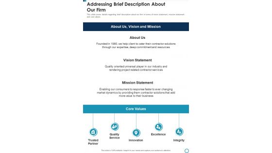 Business Contract Work Template Addressing Brief Description One Pager Sample Example Document Business Contract Work Template Addressing Brief Description One Pager Sample Example Document