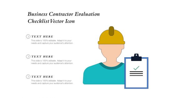 Business Contractor Evaluation Checklist Vector Icon Ppt PowerPoint Presentation Portfolio Skills PDF