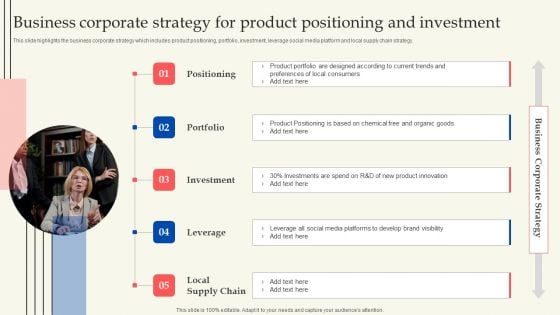 Business Corporate Strategy For Product Positioning And Investment Information PDF