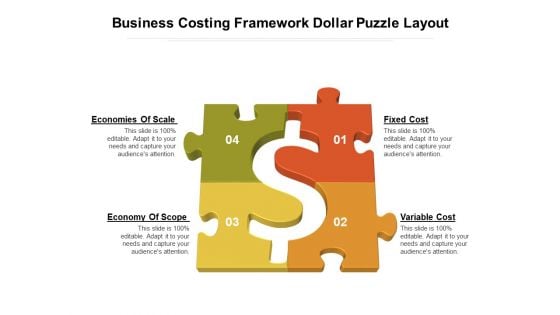 Business Costing Framework Dollar Puzzle Layout Ppt PowerPoint Presentation Summary Guide PDF