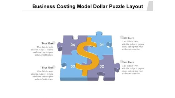 Business Costing Model Dollar Puzzle Layout Ppt PowerPoint Presentation Summary Outline PDF