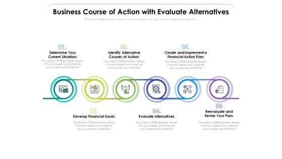 Business Course Of Action With Evaluate Alternatives Ppt PowerPoint Presentation File Summary PDF