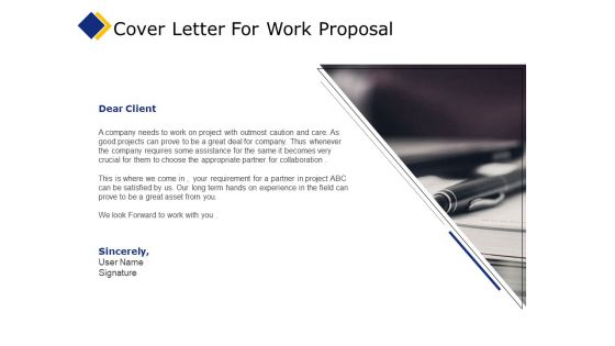 Business Cover Letter For Work Proposal Ppt Ideas Icons PDF