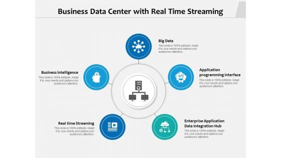 Business Data Center With Real Time Streaming Ppt PowerPoint Presentation Summary Tips PDF