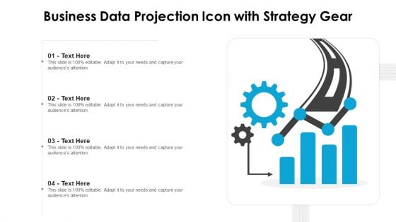 Business Data Projection Icon With Strategy Gear Ppt File Slide PDF